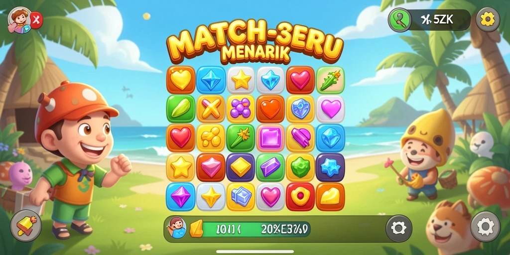 Tampilan gameplay 5ZK yang seru dan menantang dalam genre Match-3.