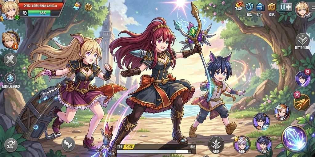 Tampilan gameplay menakjubkan dari 66K dalam dunia Anime.