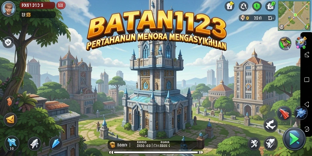 Tangkapan layar BATA123 menunjukkan aksi menara melawan gelombang musuh.