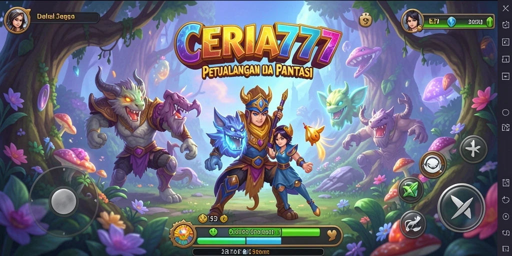 Screenshot gameplay CERIA777 menampilkan petualangan seru di dunia fantasi.