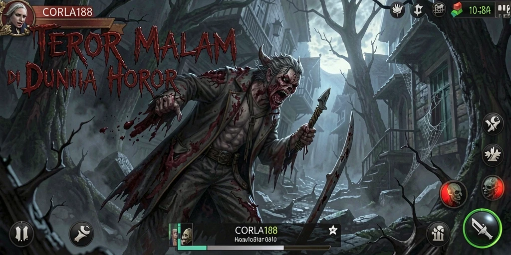 Tangkapan layar gameplay CORLA188 memperlihatkan suasana mencekam dan visual yang menakutkan.