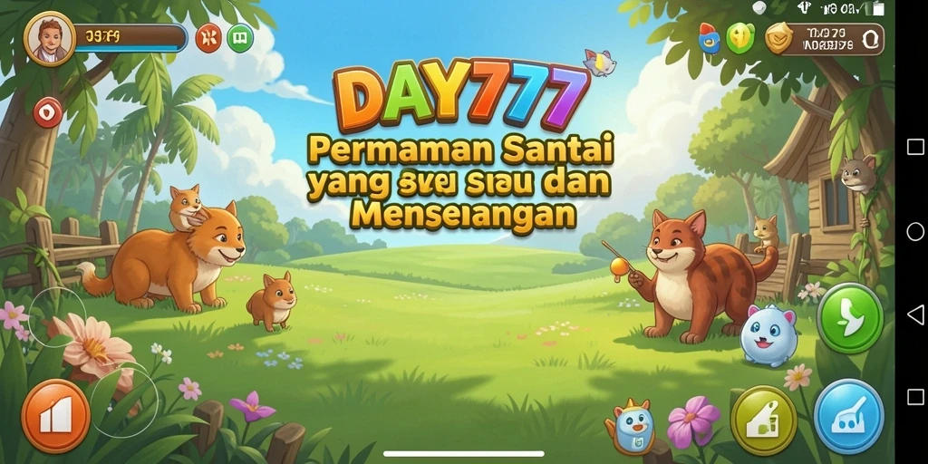 Tangkapan layar utama <strong>DAY777</strong> menampilkan gameplay yang ceria dan menghibur.
