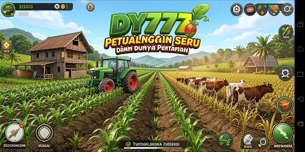 Screenshot gameplay DY777 menampilkan aktivitas bertani yang menyenangkan.