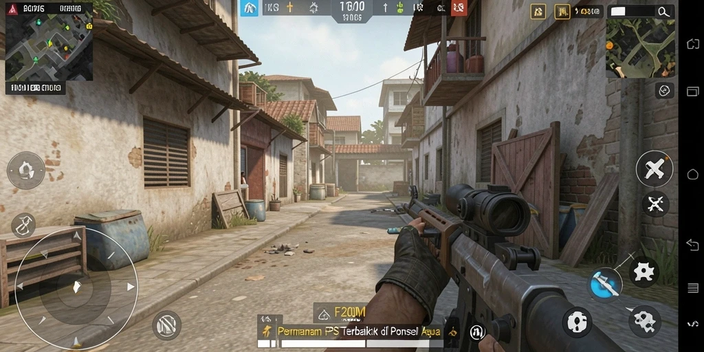 Screenshot utama F200M menunjukkan pertempuran FPS yang seru dan mengasyikkan.