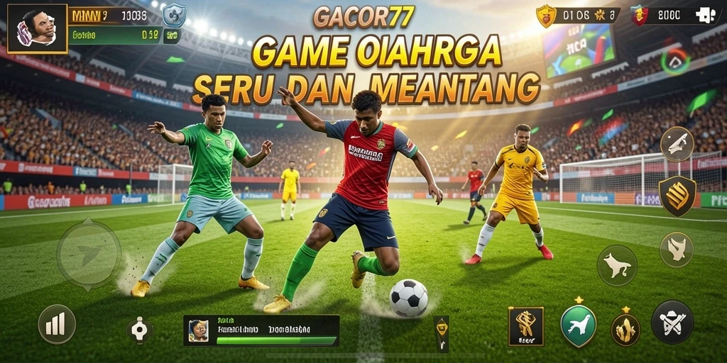 Tangkapan layar utama GACOR77 menampilkan gameplay seru olahraga.
