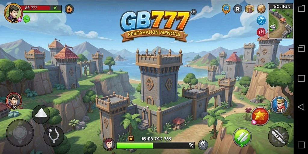 Screenshot GB777 menampilkan gameplay menara pertahanan yang intens dan strategis.