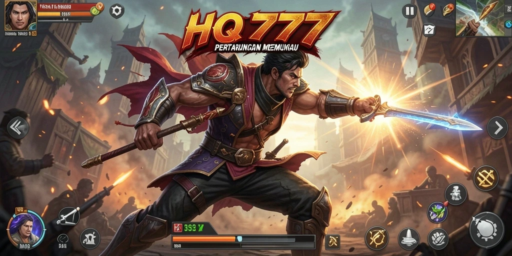 Tangkapan layar menunjukkan aksi mendebarkan dalam game HQ777.