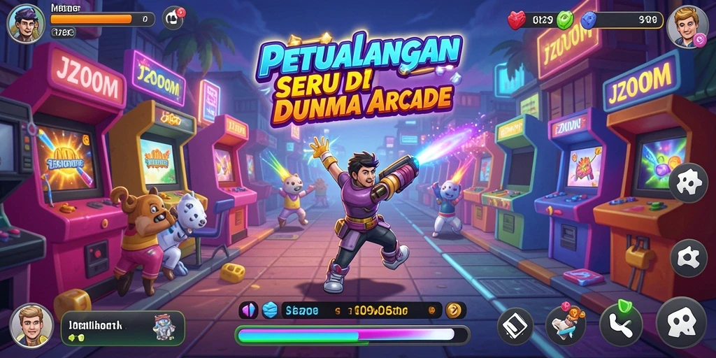 Tampilan screenshot gameplay arcade J200M yang penuh aksi dan keseruan.