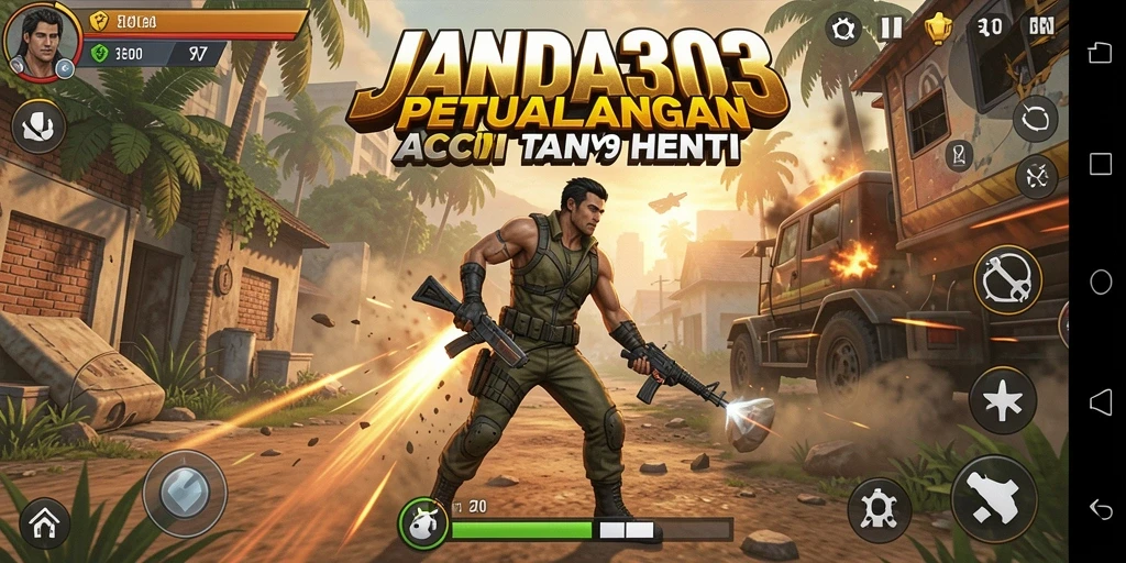 Screenshot JANDA303 menunjukkan aksi mendebarkan dalam gameplay.
