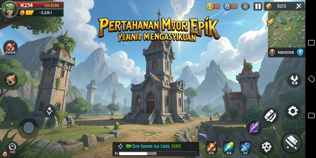 Screenshot K234 menampilkan gameplay seru dengan menara yang saling melindungi.