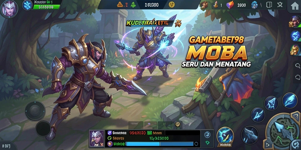 Gameplay seru MOBA dengan karakter menarik dan strategi tim.