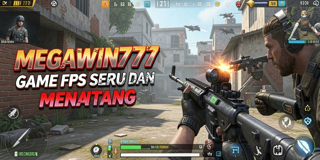 Tangkapan layar gameplay MEGAWIN777 menampilkan pertempuran FPS yang mendebarkan.