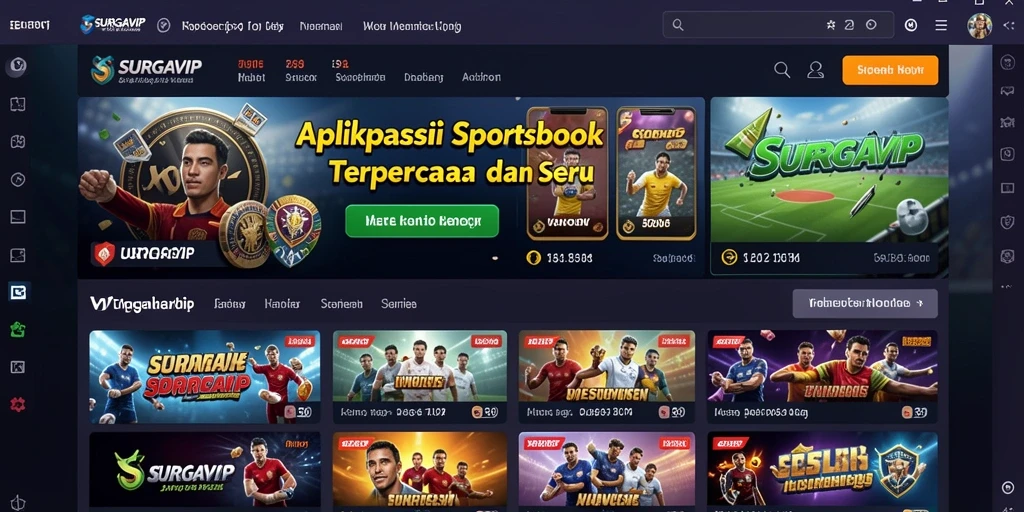 Tangkapan layar SURGAVIP menampilkan berbagai pilihan taruhan olahraga.
