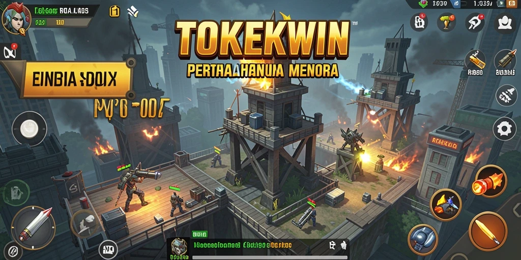Tampilan pertempuran seru dalam permainan Tower Defense di TOKEKWIN.