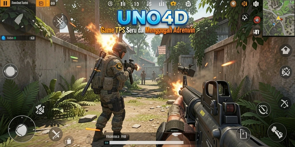 Tampilan gameplay utama UNO4D yang menegangkan dan penuh aksi.