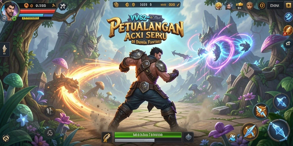 Tangkapan layar gameplay VV62 dengan aksi pertempuran yang dinamis.
